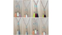 stone turquoise with mixed beads tassels long handmade necklace bali design